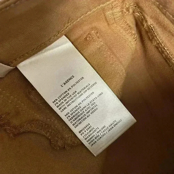 L'Agence Brown Marguerite Skinny High Rise Faux Leather Java Coated Jeans 25 - Picture 8 of 9